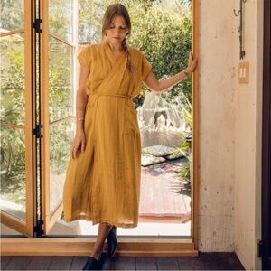 Odd Bird Aydin Wrap Lounge Dress in Marigold Sz M
